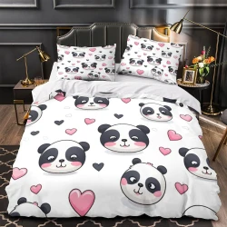 Panda Housse de Couette Imprimée 3D Douce 3 Pièces Literie Garçons Filles