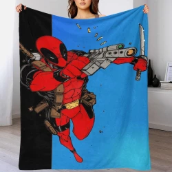 Marvel Deadpool Plaid en Polaire Imprimé 3D Couverture Douce Confortable pour Canapé Lit Bureau