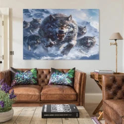 Loup Peinture sur toile sans cadre, impressions posters art mural pour déco maison chambre bureau