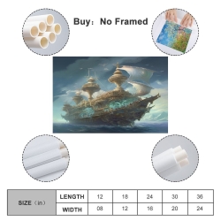 Voilier Peinture sur toile sans cadre, impressions posters art mural pour déco maison chambre bureau
