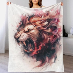 Löwe 3D Gedruckte Fleece-Decke Weiche Gemütliche Decke für Sofa Bett Büro