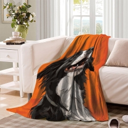 Border Collie Plaid en Polaire Imprimé 3D Couverture Douce Confortable pour Canapé Lit Bureau
