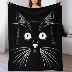 Chat Plaid en Polaire Imprimé 3D Couverture Douce Confortable pour Canapé Lit Bureau