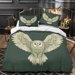 Hibou Housse de Couette Imprimée 3D Douce 3 Pièces Literie Garçons Filles