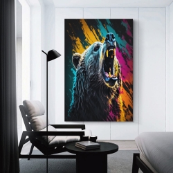 Ours noir Peinture sur toile sans cadre, impressions posters art mural pour déco maison chambre bureau