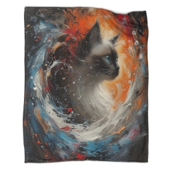 Flame Chat Plaid en Polaire Imprimé 3D Couverture Douce Confortable pour Canapé Lit Bureau