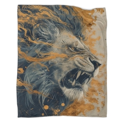 Lion Plaid en Polaire Imprimé 3D Couverture Douce Confortable pour Canapé Lit Bureau