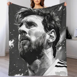 Lionel Messi Coperta in Pile Stampata 3D Morbida e Confortevole per Divano Letto Ufficio