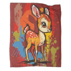 Cerf sika Plaid en Polaire Imprimé 3D Couverture Douce Confortable pour Canapé Lit Bureau