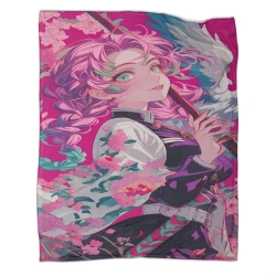 Tueur de démons: Demon Slayer Plaid en Polaire Imprimé 3D Couverture Douce Confortable pour Canapé Lit Bureau