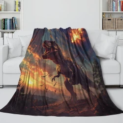 Dinosaure Plaid en Polaire Imprimé 3D Couverture Douce Confortable pour Canapé Lit Bureau