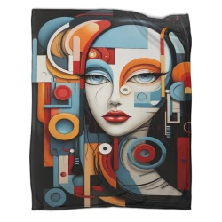 Art abstrait Femmes Plaid en Polaire Imprimé 3D Couverture Douce Confortable pour Canapé Lit Bureau