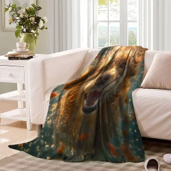 Golden Retriever Manta de Forro Polar Impresa en 3D Suave y Acogedora para Sofá Cama Oficina