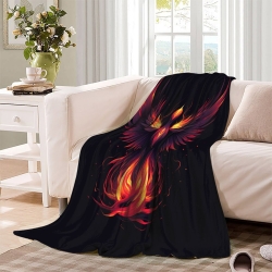 Phénix Plaid en Polaire Imprimé 3D Couverture Douce Confortable pour Canapé Lit Bureau