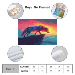 Lobo Pintura en lienzo sin marco, impresiones de pósters arte pared para decoración hogar dormitorio oficina