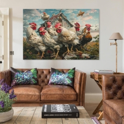 Coq Peinture sur toile sans cadre, impressions posters art mural pour déco maison chambre bureau