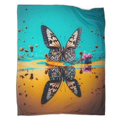 Papillon Plaid en Polaire Imprimé 3D Couverture Douce Confortable pour Canapé Lit Bureau