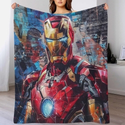 Avengers Iron Man Plaid en Polaire Imprimé 3D Couverture Douce Confortable pour Canapé Lit Bureau