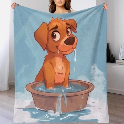 Cartoon Dog 3D Printed Fleece Throw Blanket Soft Cozy Blanket for Couch Sofa Bed Office