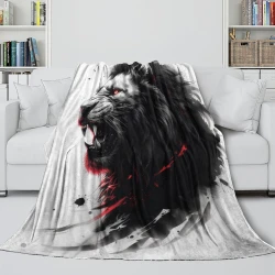 Lion Plaid en Polaire Imprimé 3D Couverture Douce Confortable pour Canapé Lit Bureau