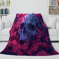 Crâne Plaid en Polaire Imprimé 3D Couverture Douce Confortable pour Canapé Lit Bureau