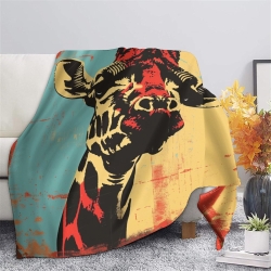 Girafe Plaid en Polaire Imprimé 3D Couverture Douce Confortable pour Canapé Lit Bureau