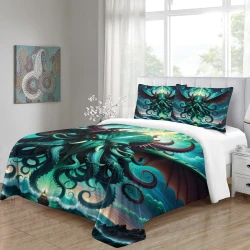 Mythe de l'horreur Cthulhu Housse de Couette Imprimée 3D Douce 3 Pièces Literie Garçons Filles