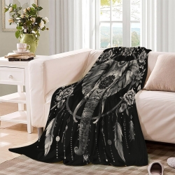 Éléphant Plaid en Polaire Imprimé 3D Couverture Douce Confortable pour Canapé Lit Bureau