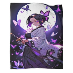 Tueur de démons: Demon Slayer Plaid en Polaire Imprimé 3D Couverture Douce Confortable pour Canapé Lit Bureau
