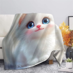 Cute Chat Plaid en Polaire Imprimé 3D Couverture Douce Confortable pour Canapé Lit Bureau