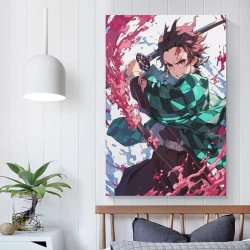 Tueur de démons: Demon Slayer Peinture sur toile sans cadre, impressions posters art mural pour déco maison chambre bureau