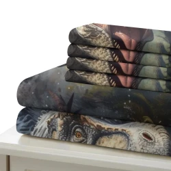 Dinosaure Housse de Couette Imprimée 3D Douce 3 Pièces Literie Garçons Filles