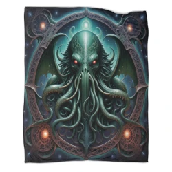 Mythe de l'horreur Cthulhu Plaid en Polaire Imprimé 3D Couverture Douce Confortable pour Canapé Lit Bureau