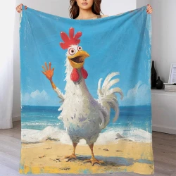 Gallo Manta de Forro Polar Impresa en 3D Suave y Acogedora para Sofá Cama Oficina