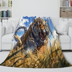 Tigre Plaid en Polaire Imprimé 3D Couverture Douce Confortable pour Canapé Lit Bureau