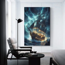 Voilier Peinture sur toile sans cadre, impressions posters art mural pour déco maison chambre bureau