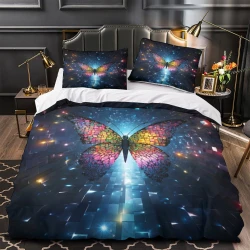 Papillon Housse de Couette Imprimée 3D Douce 3 Pièces Literie Garçons Filles