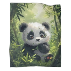 Giant Panda Plaid en Polaire Imprimé 3D Couverture Douce Confortable pour Canapé Lit Bureau