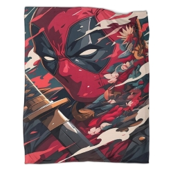 Marvel Deadpool Plaid en Polaire Imprimé 3D Couverture Douce Confortable pour Canapé Lit Bureau