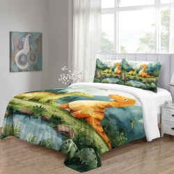 Dinosaure Housse de Couette Imprimée 3D Douce 3 Pièces Literie Garçons Filles