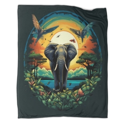 Éléphant Plaid en Polaire Imprimé 3D Couverture Douce Confortable pour Canapé Lit Bureau