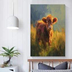 Vache des Highlands Peinture sur toile sans cadre, impressions posters art mural pour déco maison chambre bureau