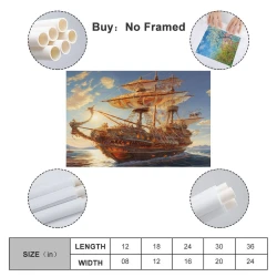 Voilier Peinture sur toile sans cadre, impressions posters art mural pour déco maison chambre bureau