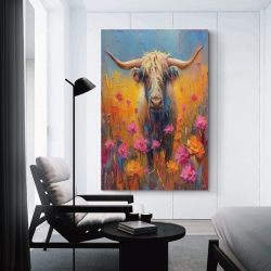 Vache des Highlands Peinture sur toile sans cadre, impressions posters art mural pour déco maison chambre bureau