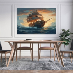Voilier Peinture sur toile sans cadre, impressions posters art mural pour déco maison chambre bureau