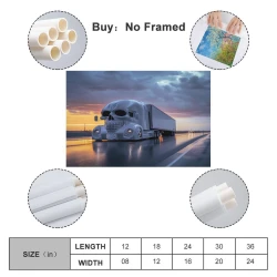 Gros camion Peinture sur toile sans cadre, impressions posters art mural pour déco maison chambre bureau
