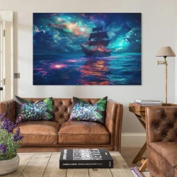 Voilier Peinture sur toile sans cadre, impressions posters art mural pour déco maison chambre bureau
