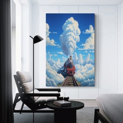 Train à vapeur Peinture sur toile sans cadre, impressions posters art mural pour déco maison chambre bureau