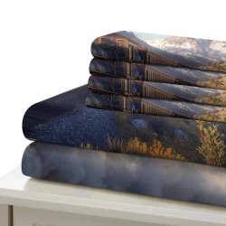 Tren de vapor Funda Nórdica Impresa en 3D Suave 3 Piezas Ropa de Cama para Niños Niñas