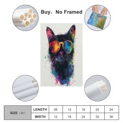Chat Peinture sur toile sans cadre, impressions posters art mural pour déco maison chambre bureau